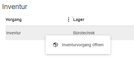 Figure 4: Abb.: Kontextmenü für einen Inventurvorgang