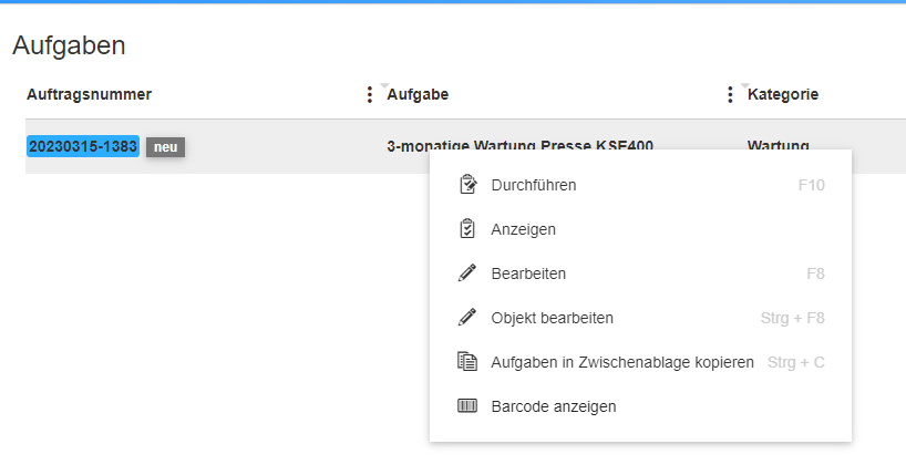 Figure 2: Abb.: Barcode zur Aufgabe anzeigen